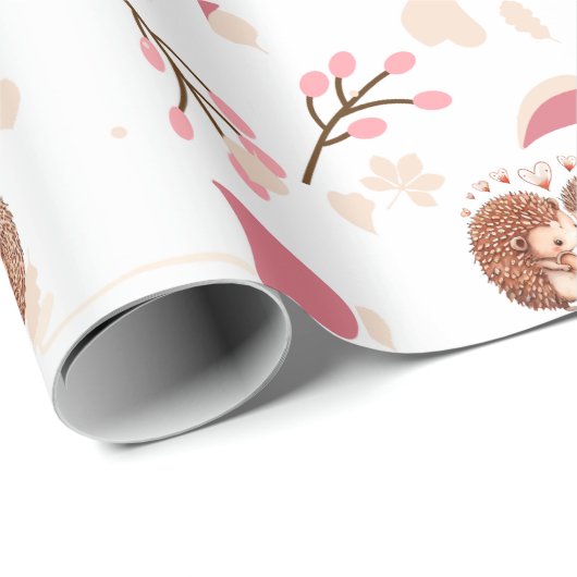 Herzlicher Igel Romance Geschenkpapier (Rolleneckpunkt)