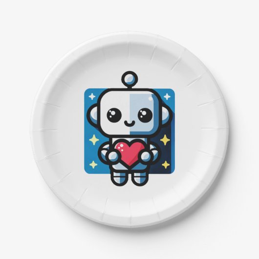 Herzlicher Roboter - spielerische, technisch Inspi Pappteller (Vorderseite)