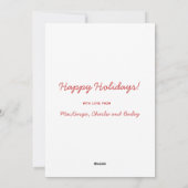 Herzlicher skandinavischer Winterurlaub in Rot Feiertagskarte (Rückseite)