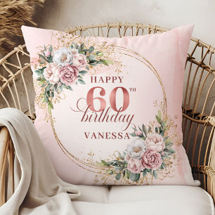 Herzliches Dusty Pink Schimmerndes Kunst 60. Gebur Kissen