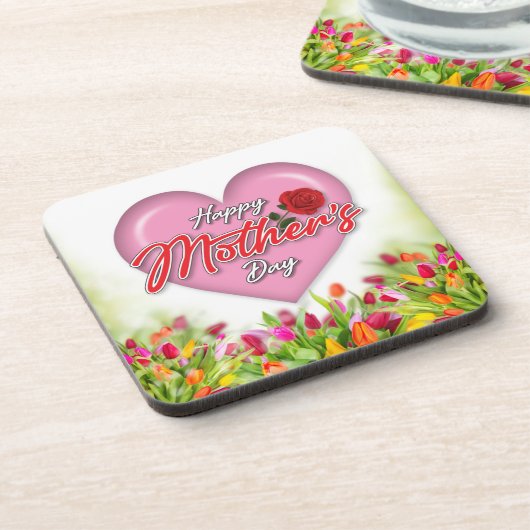 Herzliches elegantes Muttertagsdesign Getränkeuntersetzer (Linke Seite)