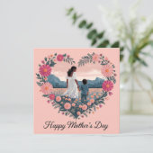 Herzliches Muttertagsdesign: Mama und Kind Karte (Stehend Vorderseite)