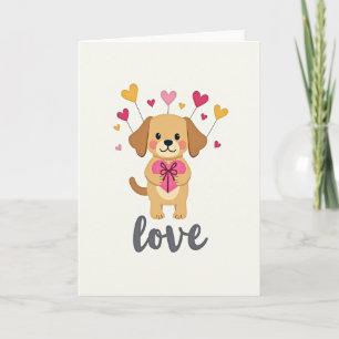 Herzliches Valentinskarten-Motiv mit Welpe Karte