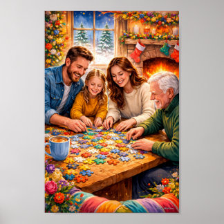 Herzliches Weihnachts-Puzzle-Szenen-Poster Poster