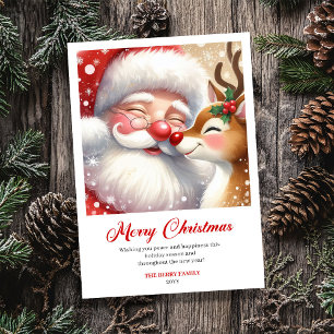 Herzliches Weihnachtsgruß von Santa und Rudolph  Feiertagskarte