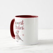 Herzlichste Grüße – Gemütlicher Wintervogel Tasse (Vorderseite Links)