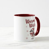 Herzlichste Grüße – Gemütlicher Wintervogel Tasse (VorderseiteRechts)