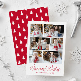 Herzlichste Grüße Rotes Skript 6 Foto-Collage Feiertagskarte