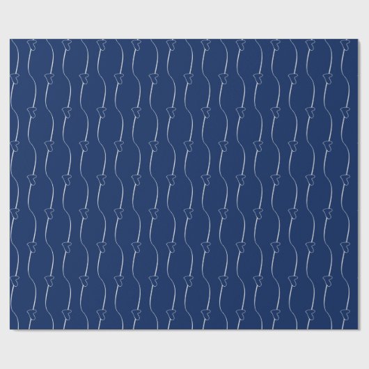 Herzlinks Gray Deep Sapphire Blue Wedding Geschenkpapier (Flach)
