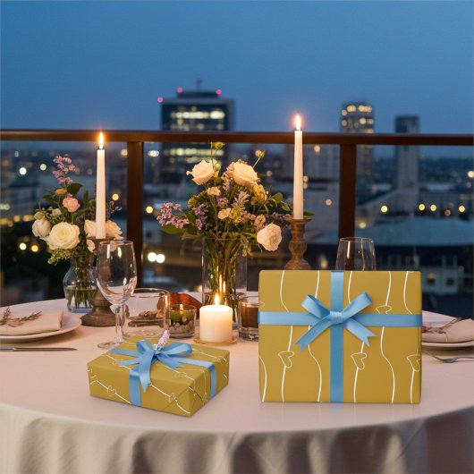 Herzlinks Luxor Gold und White Wedding Geschenkpapier
