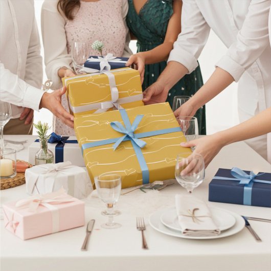 Herzlinks Luxor Gold und White Wedding Geschenkpapier