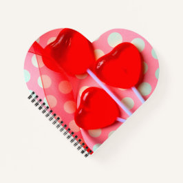 Herzlollipops auf Polka-Punkten Notizbuch