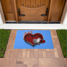 Herzmagic Door Mat mit hellblauem Hintergrund Fußmatte