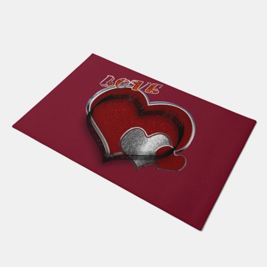 Herzmagic Door Mat mit Maroon Hintergrund Fußmatte (Schrägansicht)