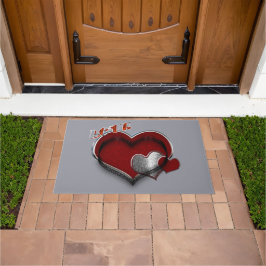 Herzmagic Door Mat mit silbergrauem Hintergrund Fußmatte