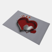 Herzmagic Door Mat mit silbergrauem Hintergrund Fußmatte (Schrägansicht)