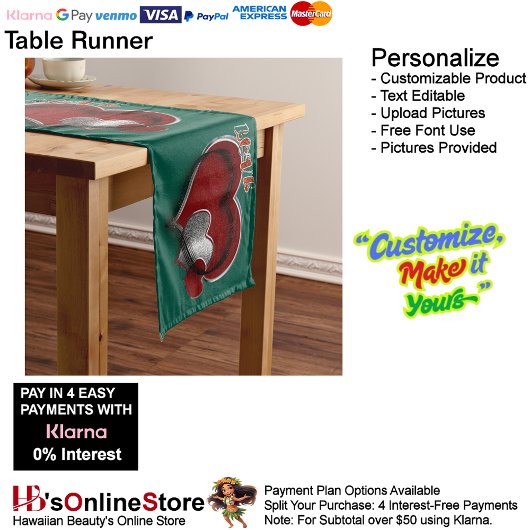 Herzmagic Green Table Runner Haushaltswäsche Großer Tischläufer