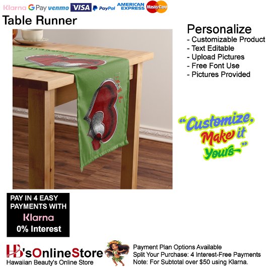 Herzmagic Green Table Runner Haushaltswäsche Großer Tischläufer