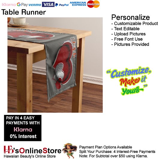 Herzmagic Holzkohletisch-Runner Haushaltswäsche Großer Tischläufer