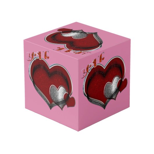 Herzmagic Pink Foto Cube Würfel (Rückseite Schrägansicht)