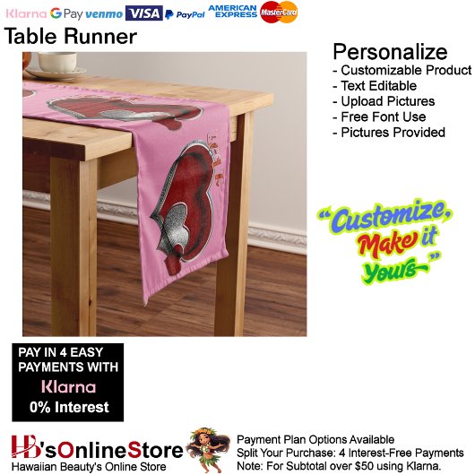 Herzmagic Pink Tischleinen Großer Tischläufer