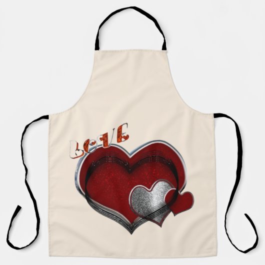 Herzmagie Beige Große Schürze (Vorderseite)
