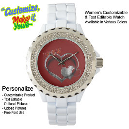 Herzmagie Kristall Enamel Augen White Red Armbanduhr