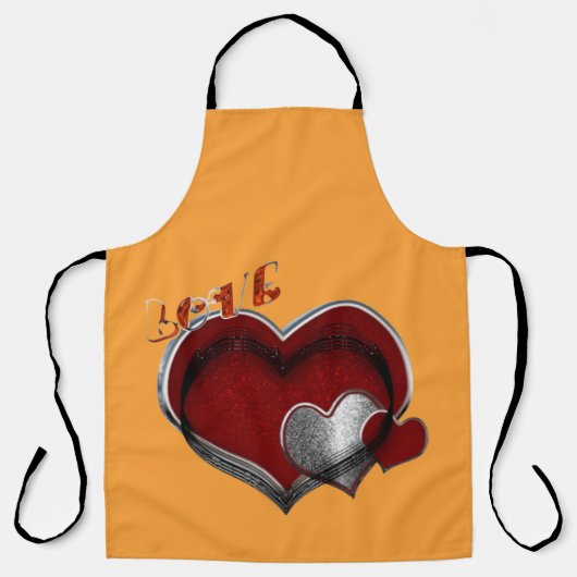 Herzmagie Orange Große Schürze (Vorderseite)
