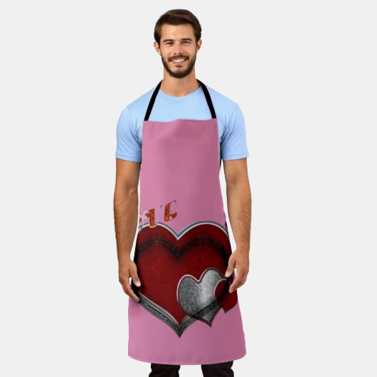 Herzmagie Pink Große Schürze (Getragen)