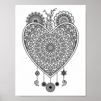 Herzmandala Adult Farbe Doodle Farbe diese Poster