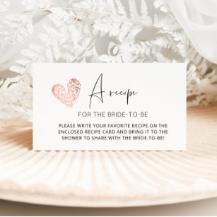 Herzminimalistisches Rezept für die Braut Begleitkarte