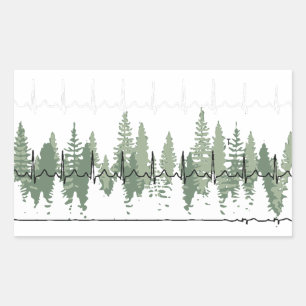 Herzmonitor-Anzeige entspricht Treeline Peaceful  Rechteckiger Aufkleber