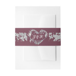 Herzmonogramm und Glitzer auf Lavendel Einladungsbanderole