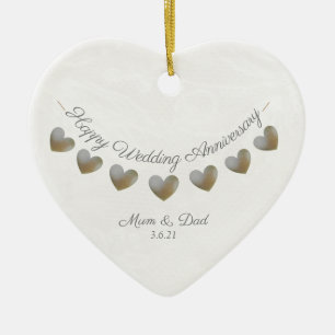 Herzmuh und Papa zum Hochzeitstag Keramik Ornament