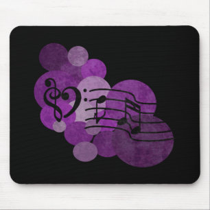 Herzmusik Clefs und lila Polkapunkte Mousepad