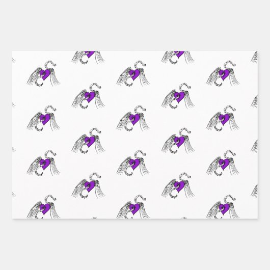 Herzmusik Lila Geschenkpapier Set (Vorderseite 3)
