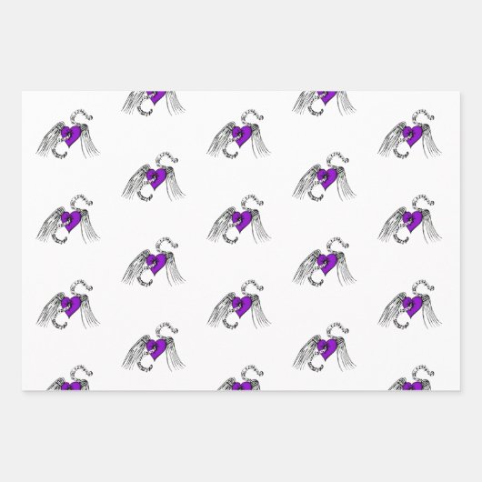 Herzmusik Lila Geschenkpapier Set (Vorderseite)
