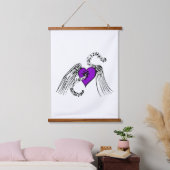 Herzmusik Lila Wandteppich Mit Holzrahmen (Schlafzimmer)