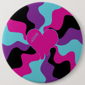 Herzmuskel - rosa, Lila, blau und schwarz Button (Vorderseite)