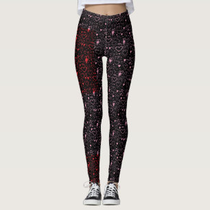 Herzmuster 01.Red.Pink.b Black BG Leggings