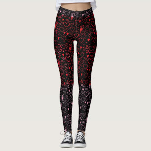 Herzmuster 01.Red.Pink.b Schwarz BG2 Leggings