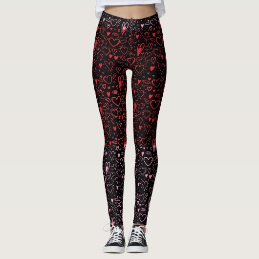 Herzmuster 01.Red.Pink.b Schwarz BG2 Leggings (Vorderseite)