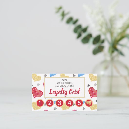 Herzmuster 6. Ernennung Personalisiert Treuekarte (Stehend Vorderseite)