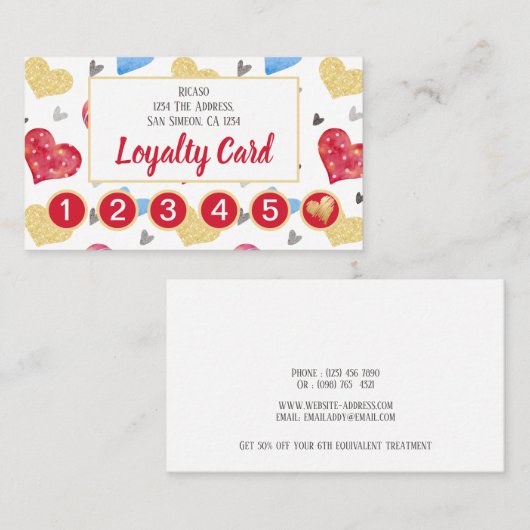 Herzmuster 6. Ernennung Personalisiert Treuekarte (Vorne/Hinten)