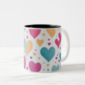 Herzmuster, Aquarellfarben Zweifarbige Tasse (VorderseiteRechts)