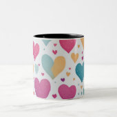 Herzmuster, Aquarellfarben Zweifarbige Tasse (Mittel)