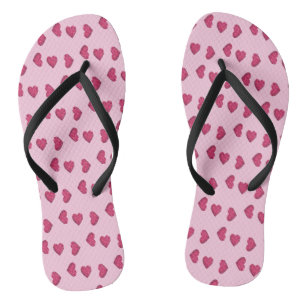 Herzmuster aus rosa Kristallen Badesandalen