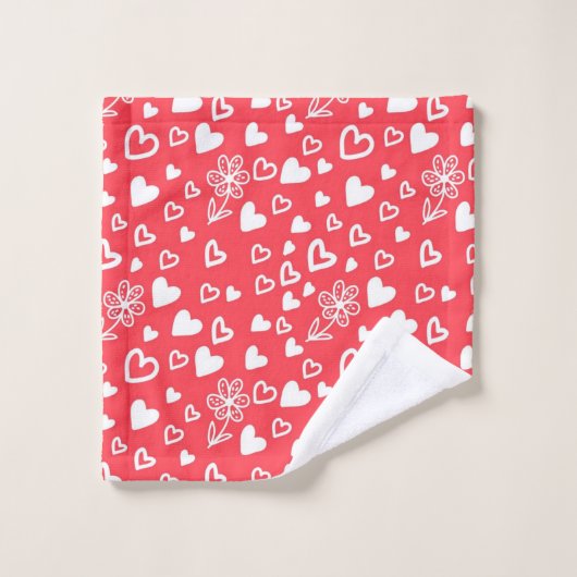 Herzmuster Badhandtuch Set (Waschlappen)