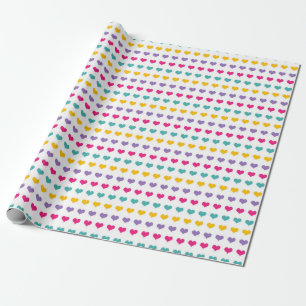 Herzmuster: Blau, Pink, Gelb und Lila Geschenkpapier