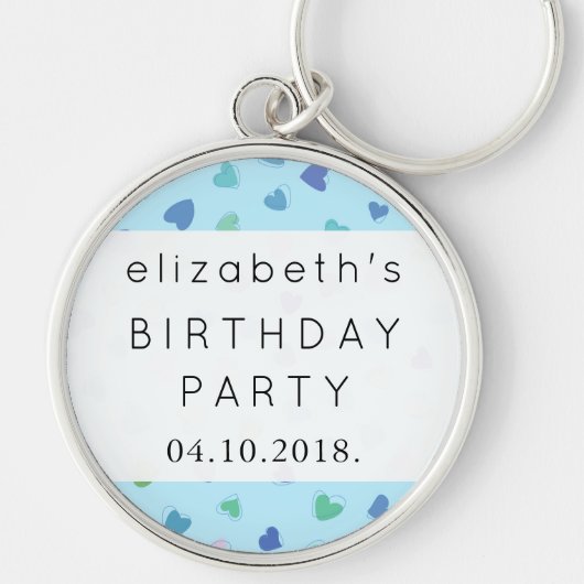 Herzmuster, blaue Herzen, Liebe, Geburtstag Schlüsselanhänger (Vorne)